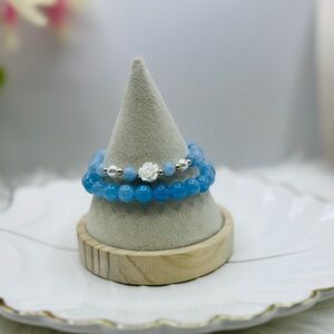 Aqua Marine Flower Beaded Bracelet